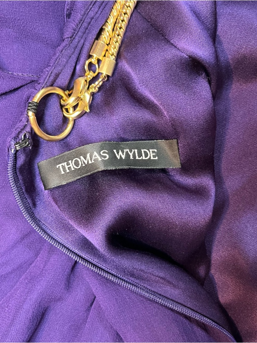 Thomas Wylde Purple Halter Midi Dress Gold Chain Straps Size Tag Missing - Picture 7 of 16
